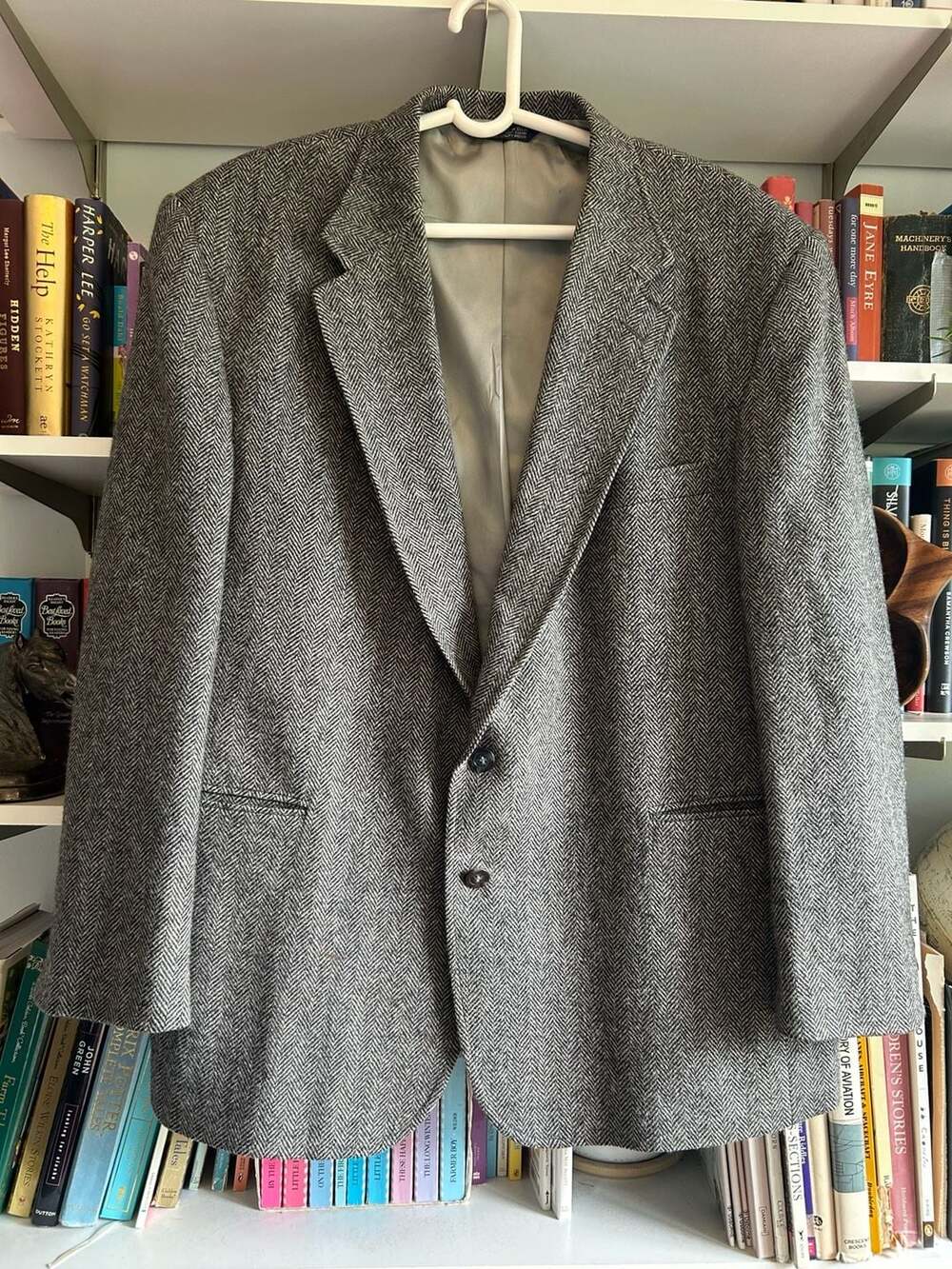 Vintage Lands' End Herringbone Wool and Lambswool Sport Coat Blazer 46R